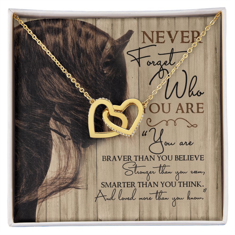 Personalized Gift For Horse Lover - Never Forget - Interlocking Hearts Necklace - Celeste Jewel