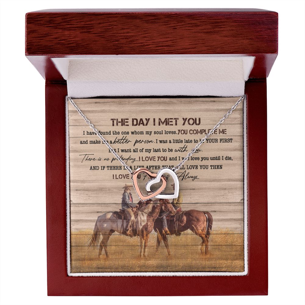 Personalized Gift For Horse Lover - The Day I Met You - Interlocking Hearts Necklace - Celeste Jewel