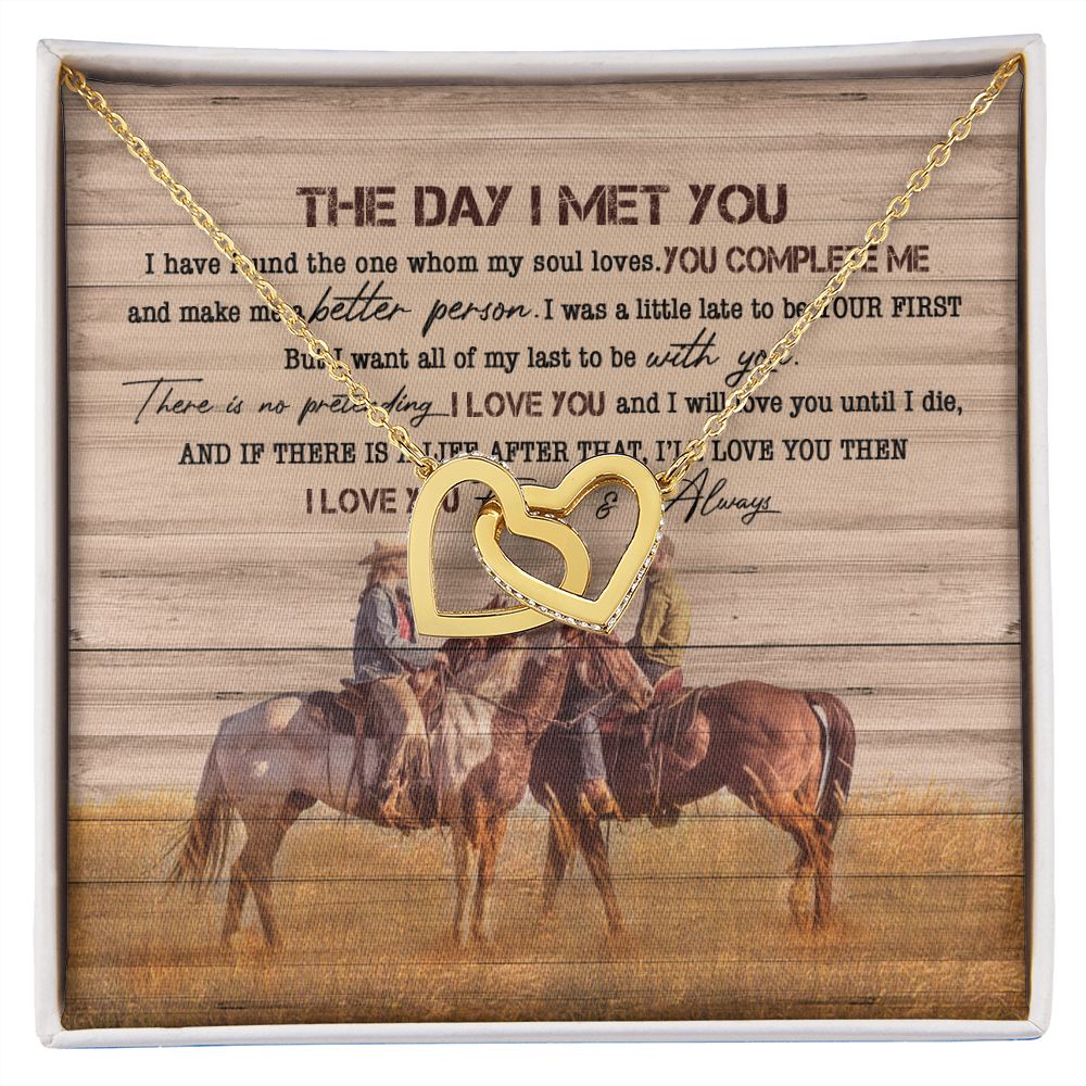 Personalized Gift For Horse Lover - The Day I Met You - Interlocking Hearts Necklace - Celeste Jewel