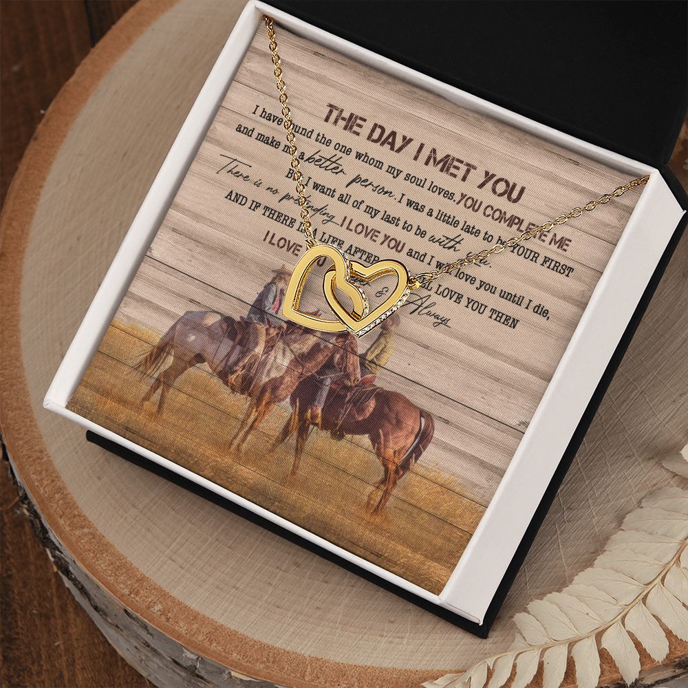 Personalized Gift For Horse Lover - The Day I Met You - Interlocking Hearts Necklace - Celeste Jewel