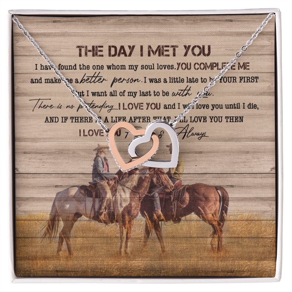 Personalized Gift For Horse Lover - The Day I Met You - Interlocking Hearts Necklace - Celeste Jewel