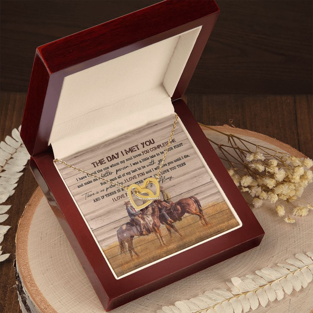Personalized Gift For Horse Lover - The Day I Met You - Interlocking Hearts Necklace - Celeste Jewel