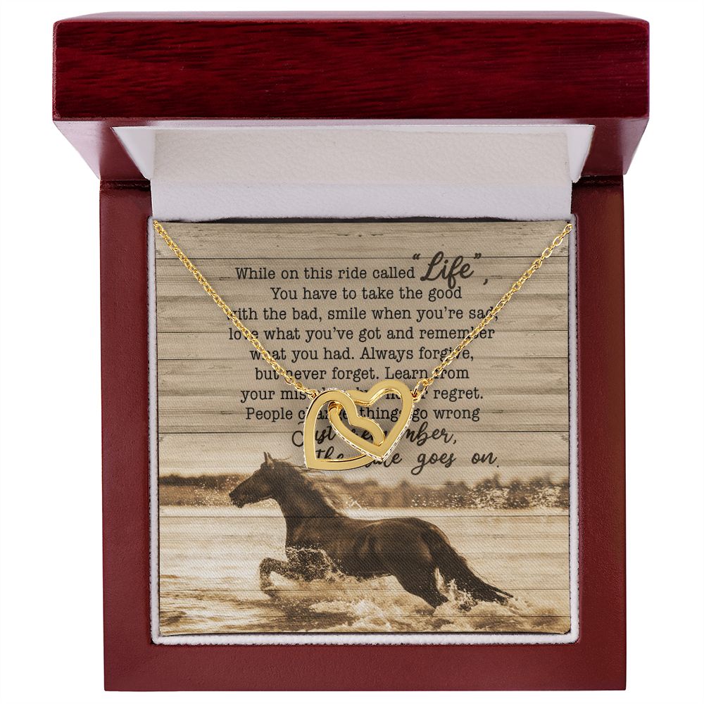 Personalized Gift For Horse Lover - This Ride Called Life - Interlocking Hearts Necklace - Celeste Jewel