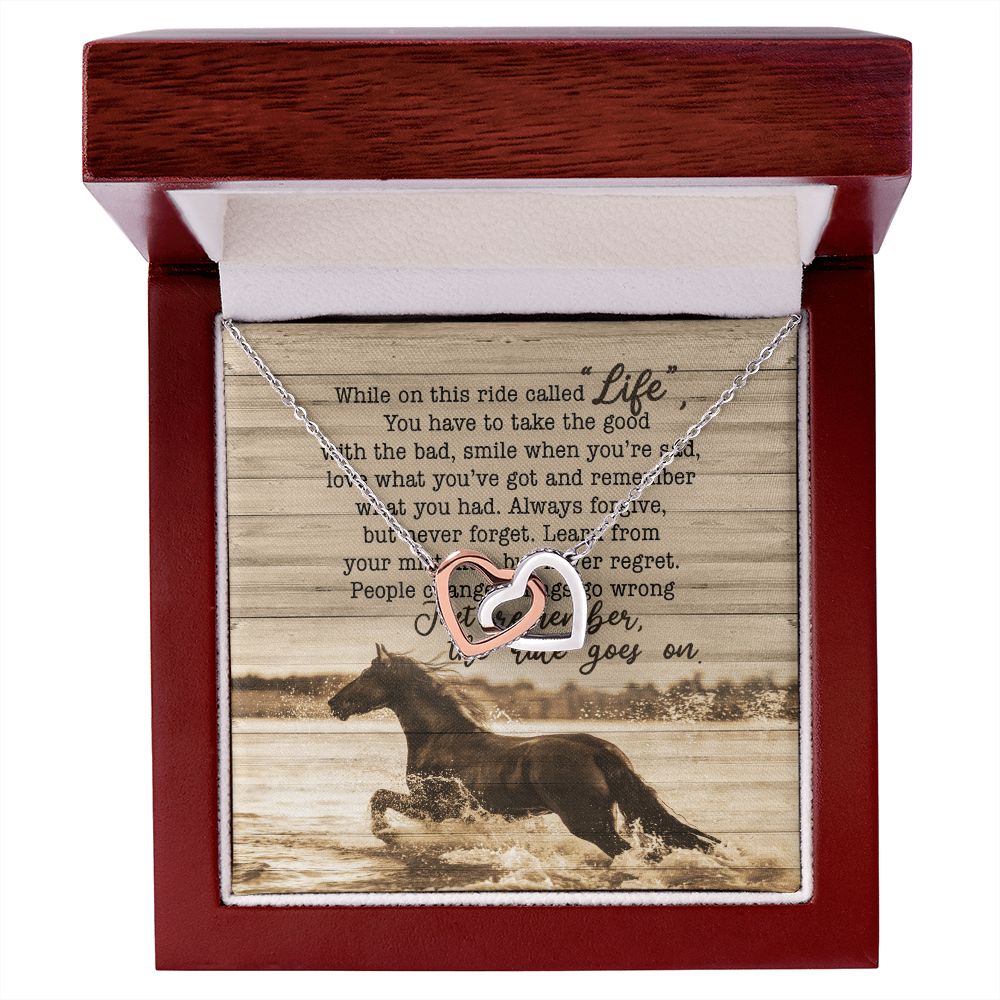 Personalized Gift For Horse Lover - This Ride Called Life - Interlocking Hearts Necklace - Celeste Jewel