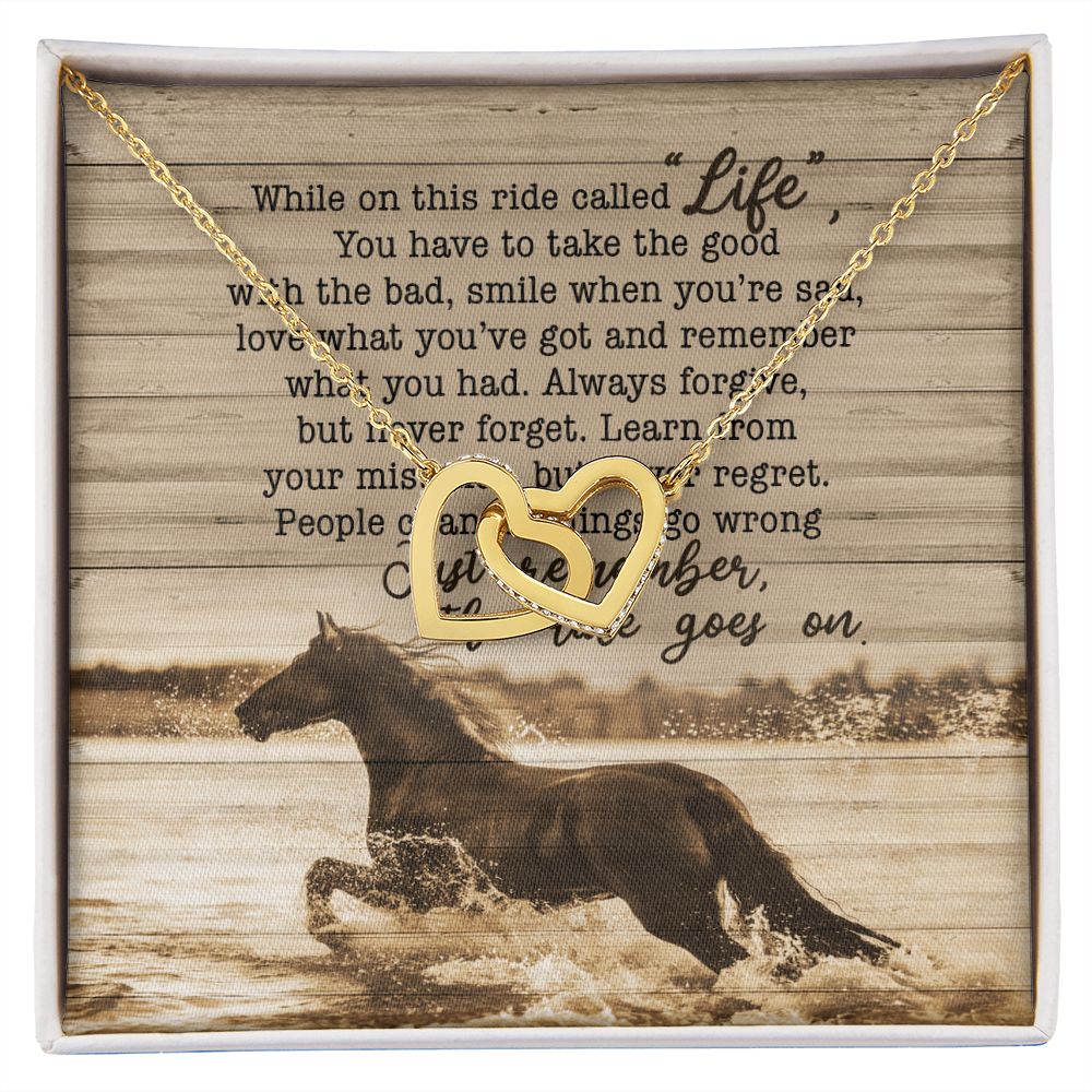 Personalized Gift For Horse Lover - This Ride Called Life - Interlocking Hearts Necklace - Celeste Jewel