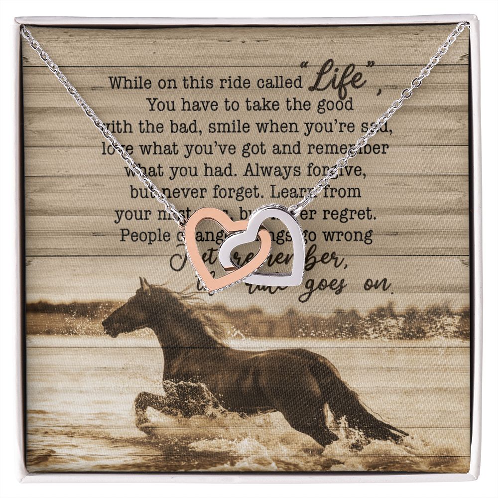 Personalized Gift For Horse Lover - This Ride Called Life - Interlocking Hearts Necklace - Celeste Jewel