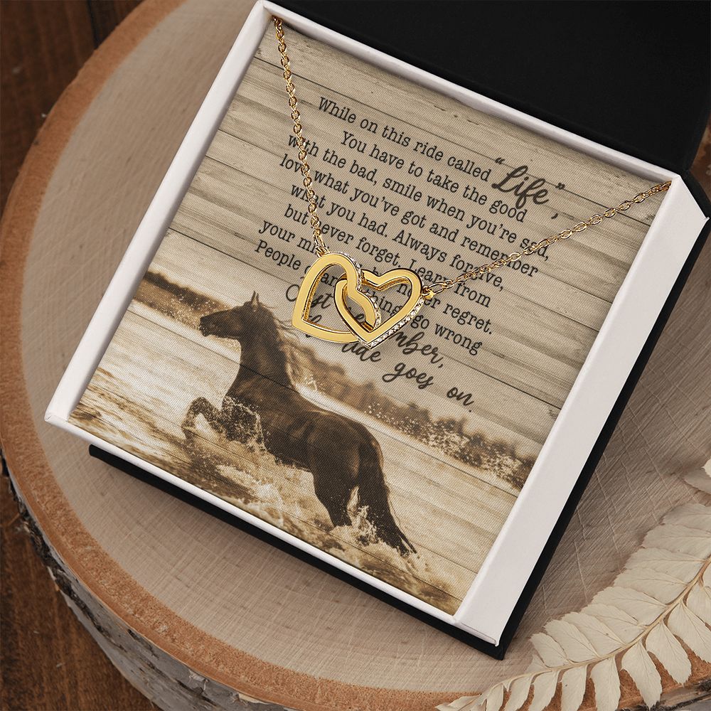 Personalized Gift For Horse Lover - This Ride Called Life - Interlocking Hearts Necklace - Celeste Jewel
