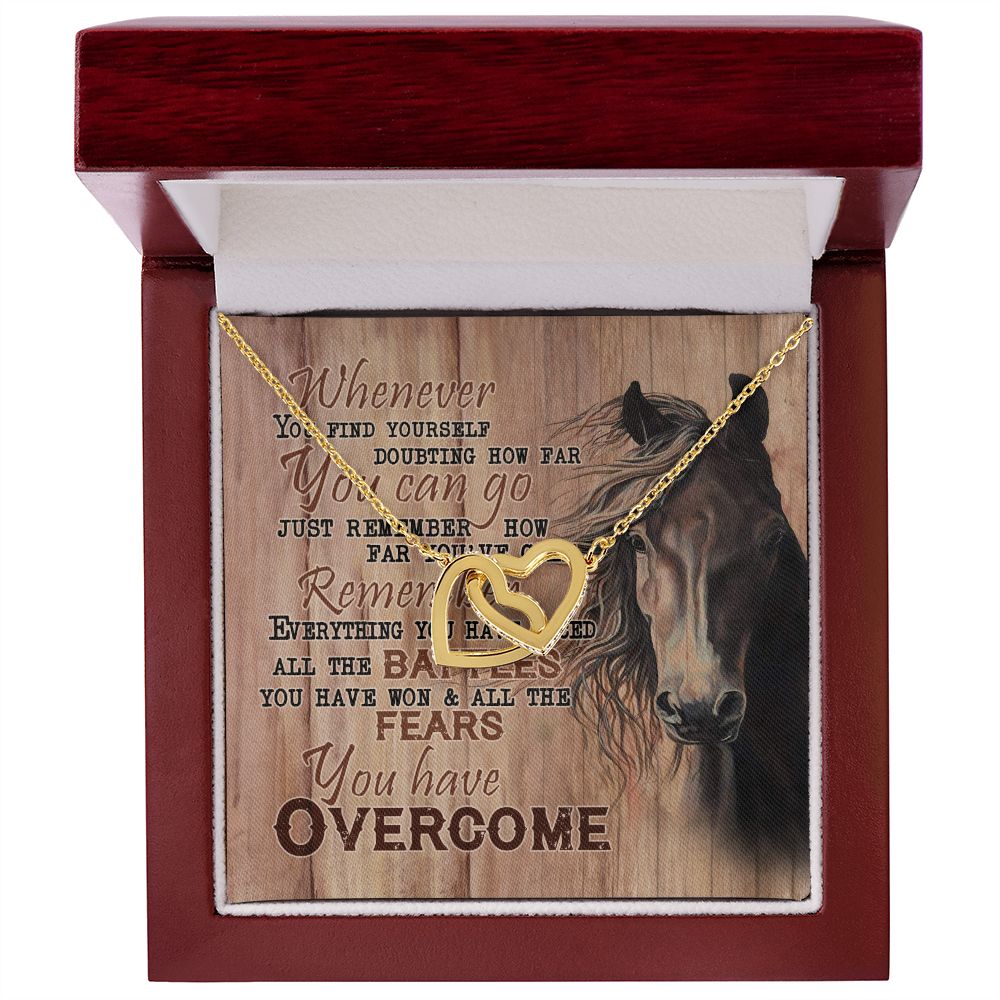 Personalized Gift For Horse Lover - You Have Overcome - Interlocking Hearts Necklace - Celeste Jewel