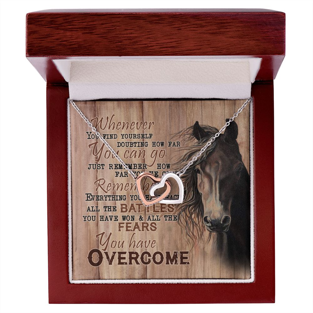 Personalized Gift For Horse Lover - You Have Overcome - Interlocking Hearts Necklace - Celeste Jewel