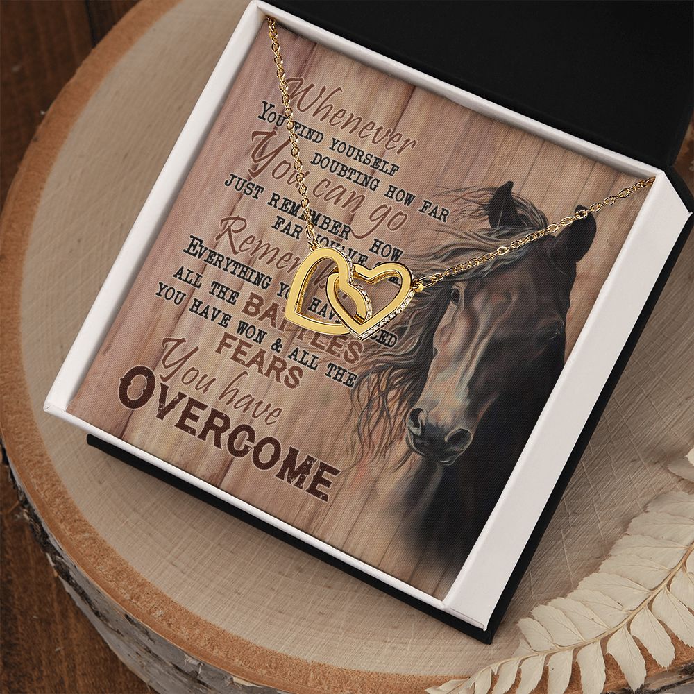Personalized Gift For Horse Lover - You Have Overcome - Interlocking Hearts Necklace - Celeste Jewel