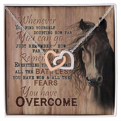Personalized Gift For Horse Lover - You Have Overcome - Interlocking Hearts Necklace - Celeste Jewel