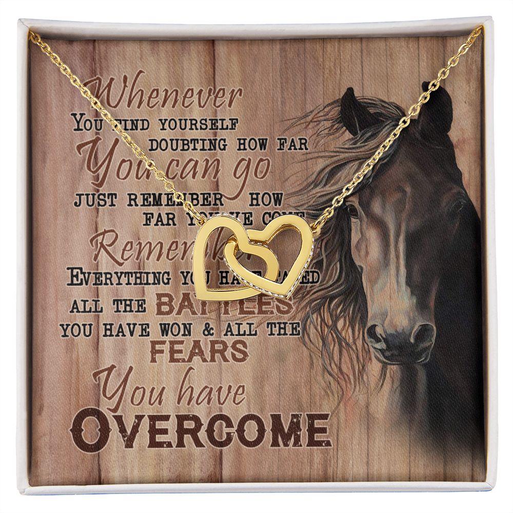 Personalized Gift For Horse Lover - You Have Overcome - Interlocking Hearts Necklace - Celeste Jewel