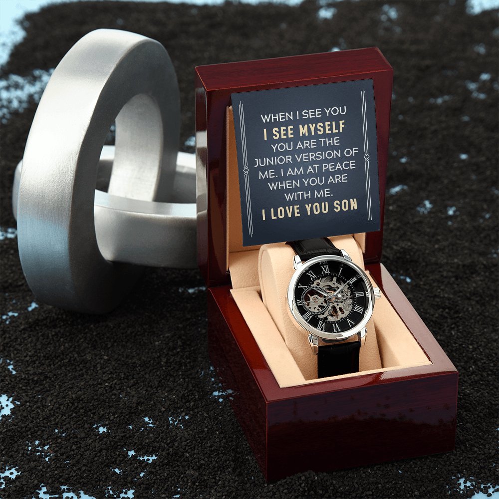 Personalized Gift For Son - When I See You - Men's Skeleton Watch - Celeste Jewel