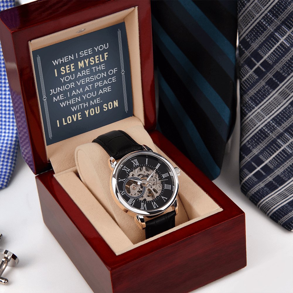 Personalized Gift For Son - When I See You - Men's Skeleton Watch - Celeste Jewel