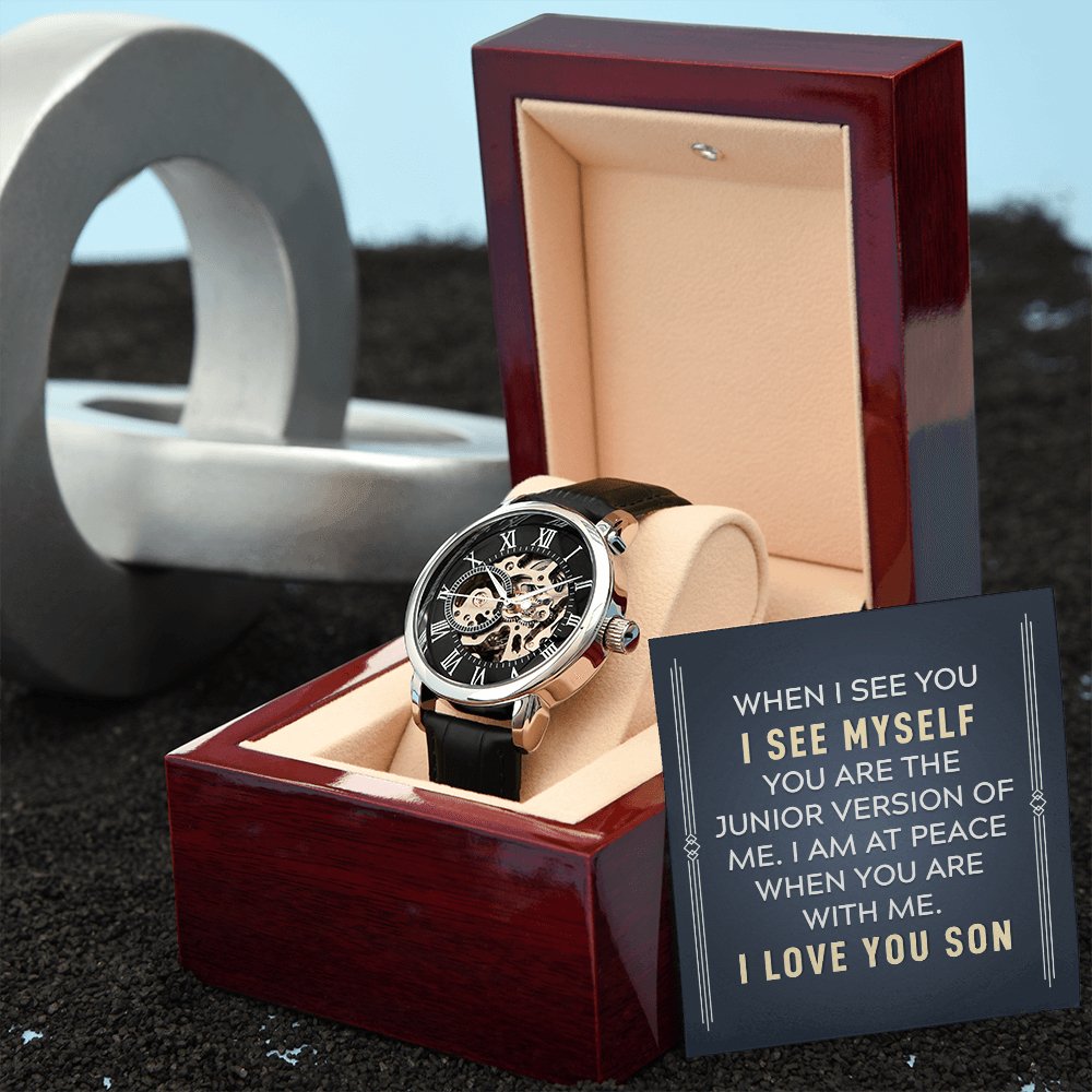 Personalized Gift For Son - When I See You - Men's Skeleton Watch - Celeste Jewel