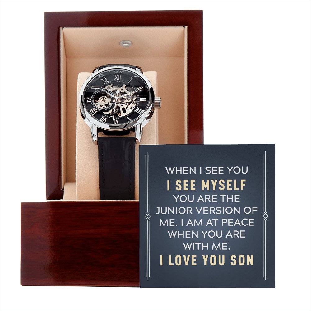 Personalized Gift For Son - When I See You - Men's Skeleton Watch - Celeste Jewel