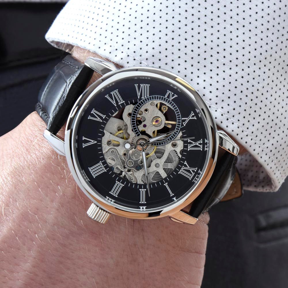 Personalized Graduation Gift For Son - Men's Skeleton Watch - Celeste Jewel