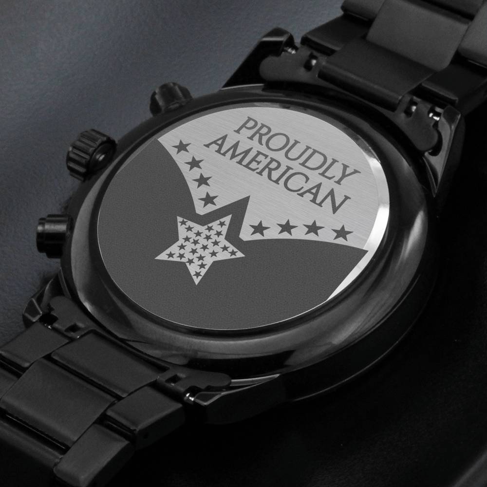 Proudly American - Black Chronograph Watch - Celeste Jewel