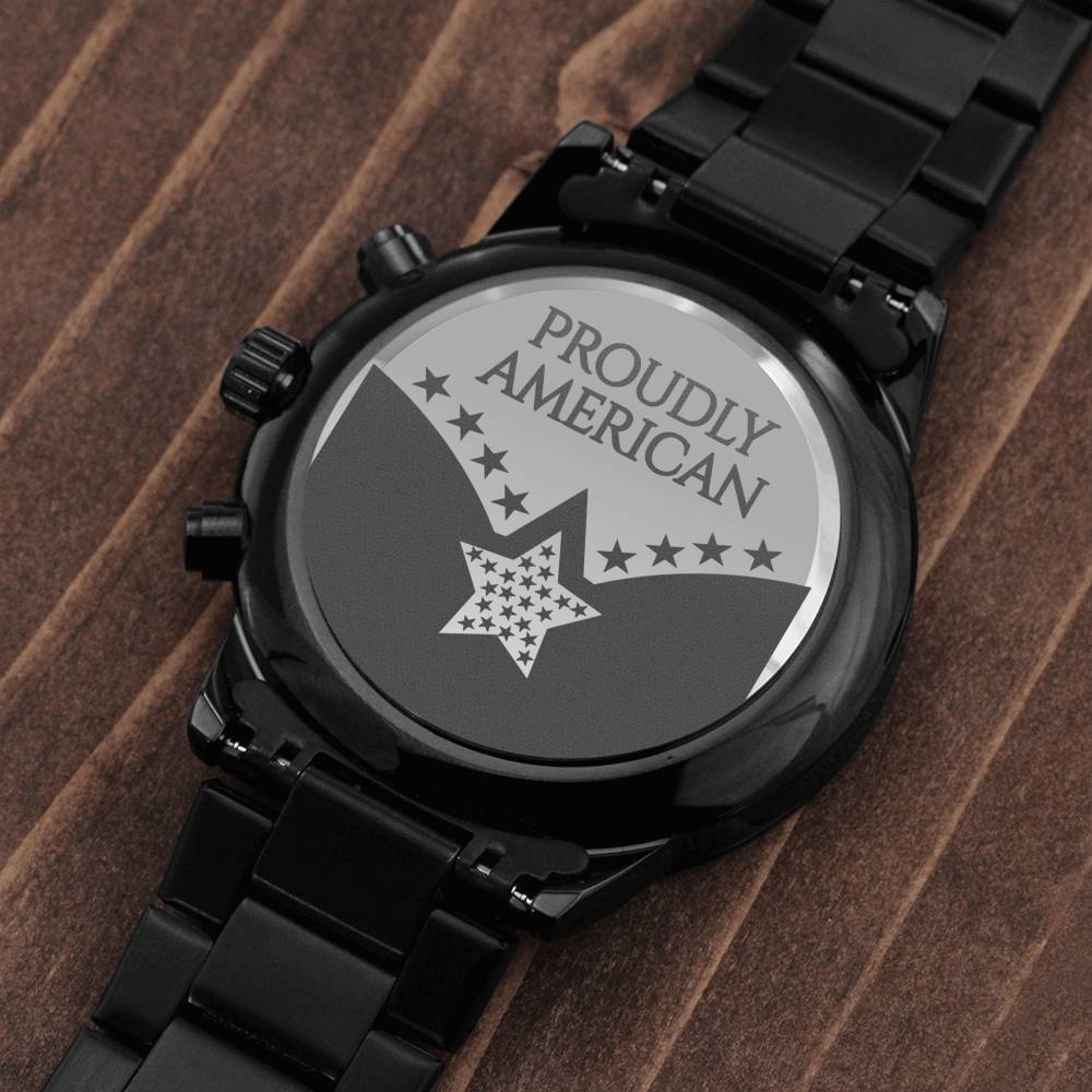 Proudly American - Black Chronograph Watch - Celeste Jewel