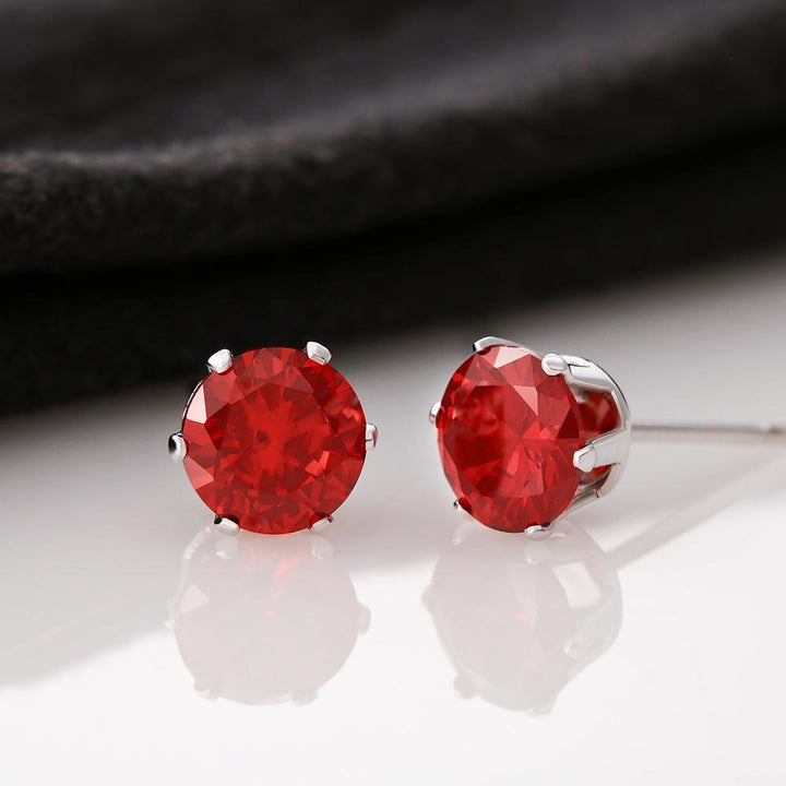 Red Cubic Zirconia 6mm Earrings - Celeste Jewel