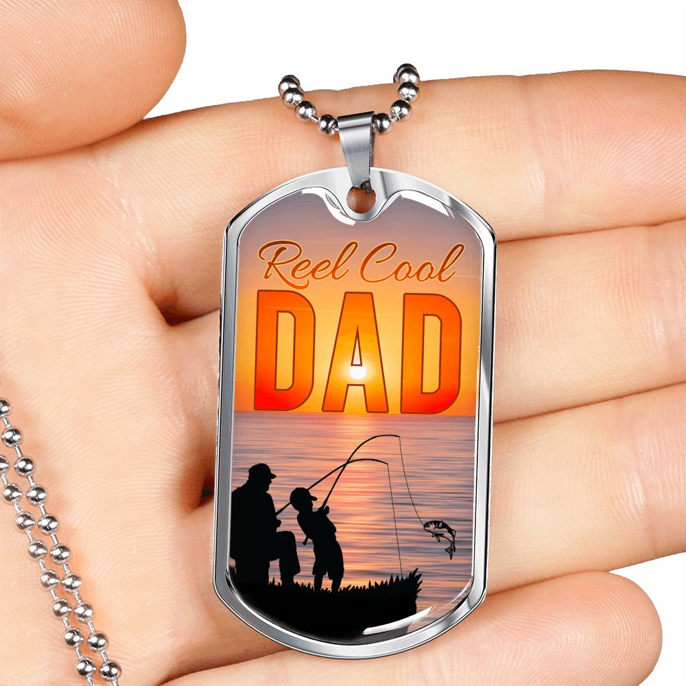 Reel Cool Dad - Luxury Dog Tag Necklace - Celeste Jewel