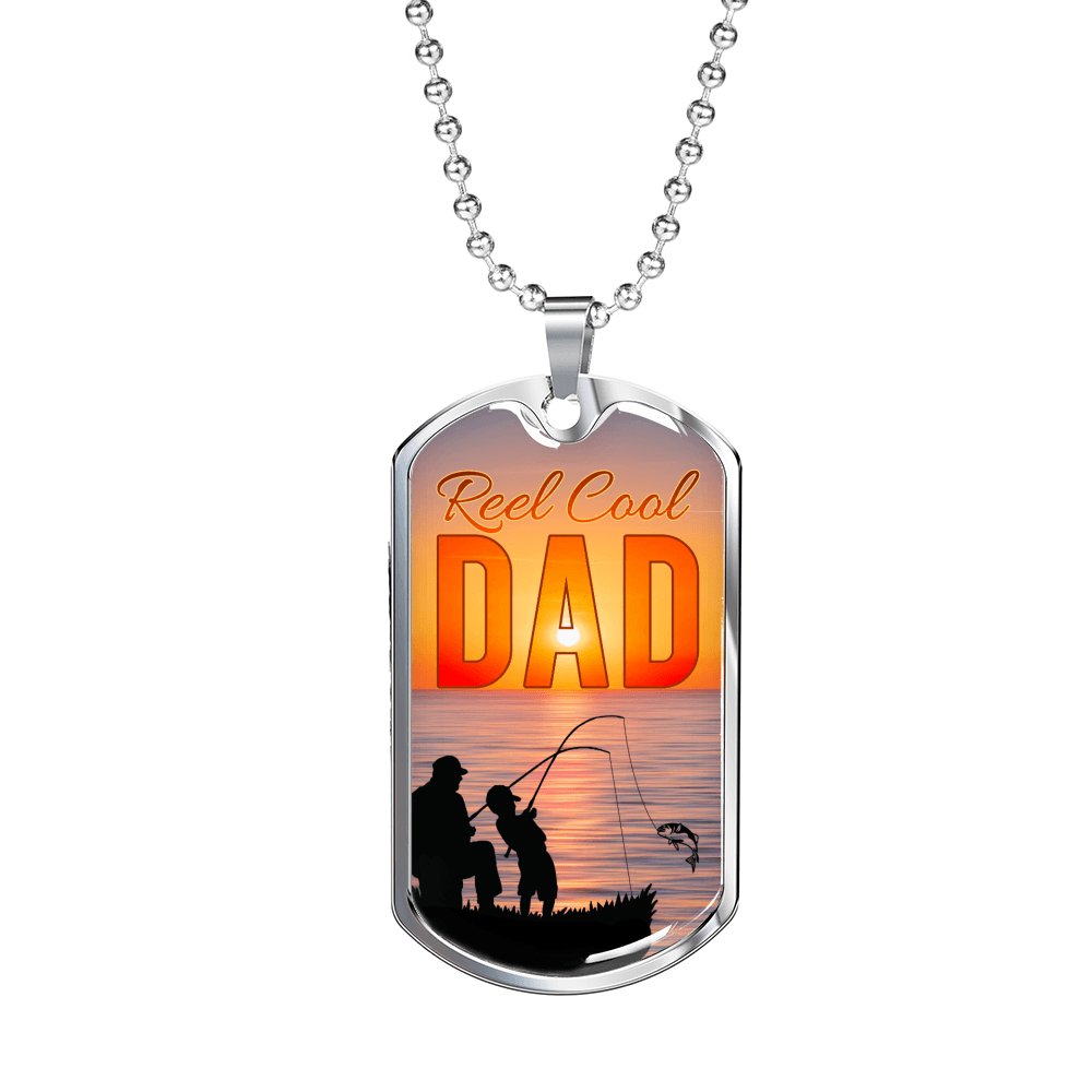 Reel Cool Dad - Luxury Dog Tag Necklace - Celeste Jewel