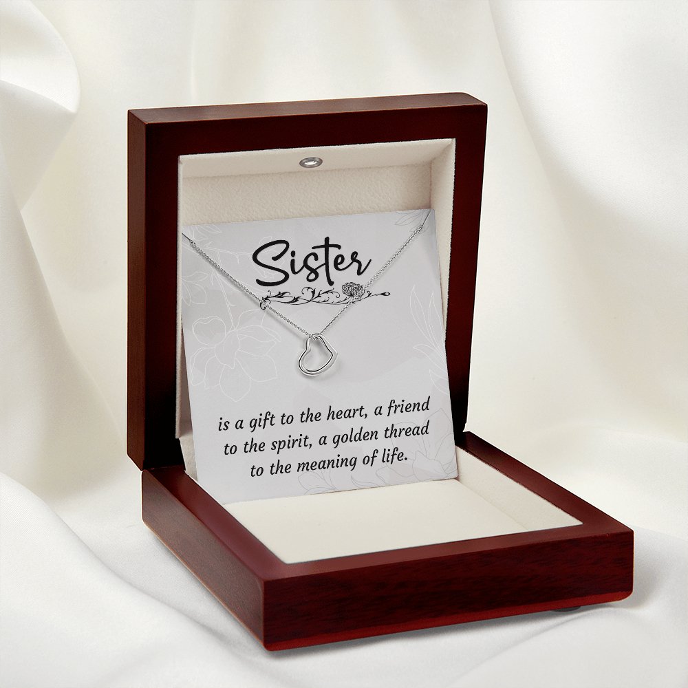 Sentimental Gift For Sister - Birthday Present - Dainty Heart Necklace - Celeste Jewel