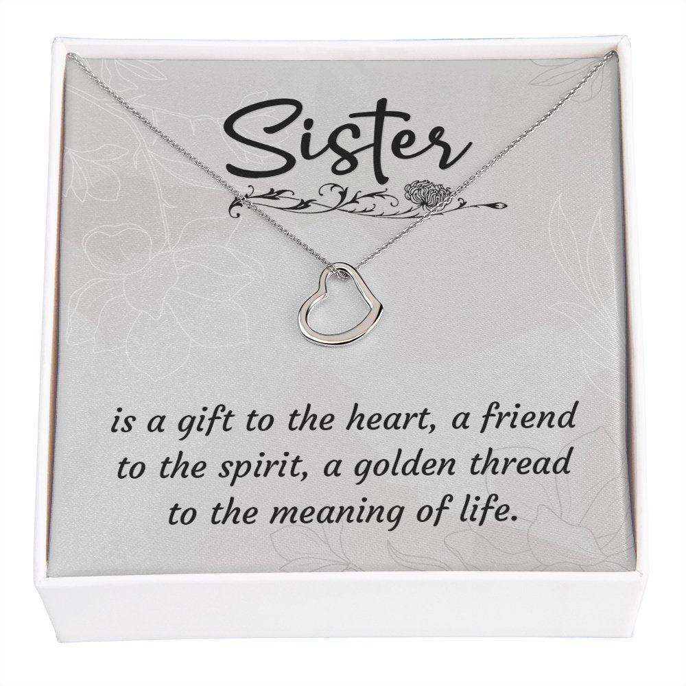 Sentimental Gift For Sister - Birthday Present - Dainty Heart Necklace - Celeste Jewel