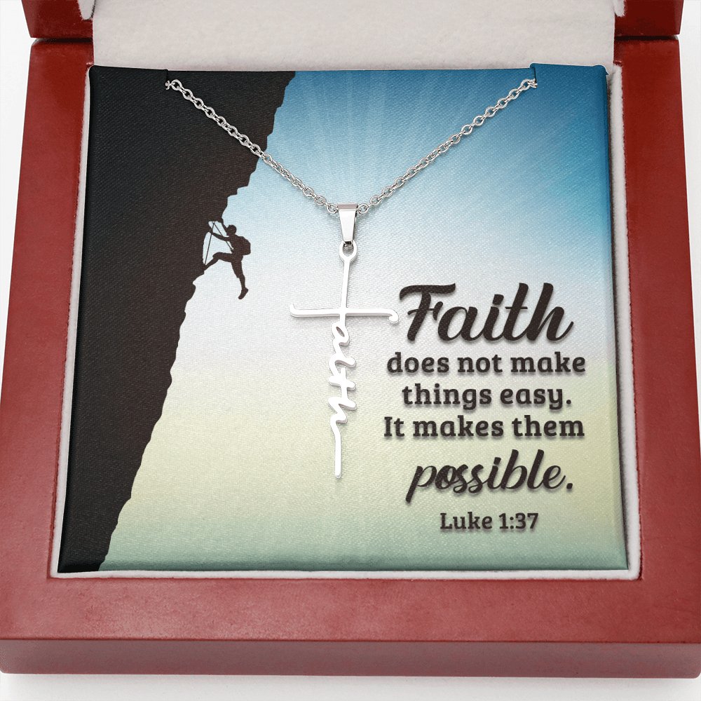 Spiritual Gift - Faith Does Not Make Things Easy - Faith Cross Necklace - Celeste Jewel