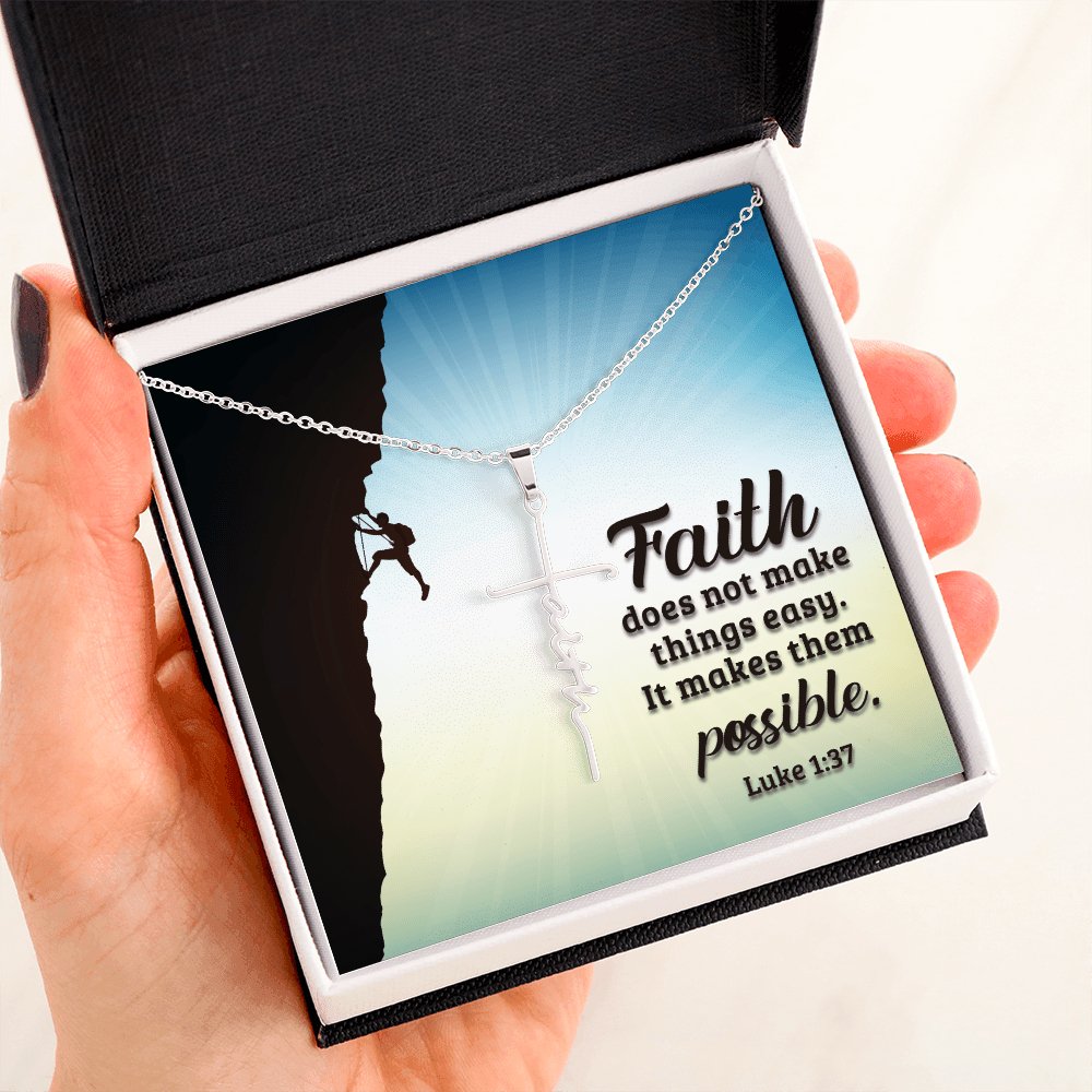 Spiritual Gift - Faith Does Not Make Things Easy - Faith Cross Necklace - Celeste Jewel