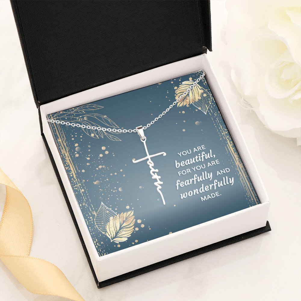 Spiritual Gift For Her - You Are Beautiful - Faith Cross Necklace - Celeste Jewel