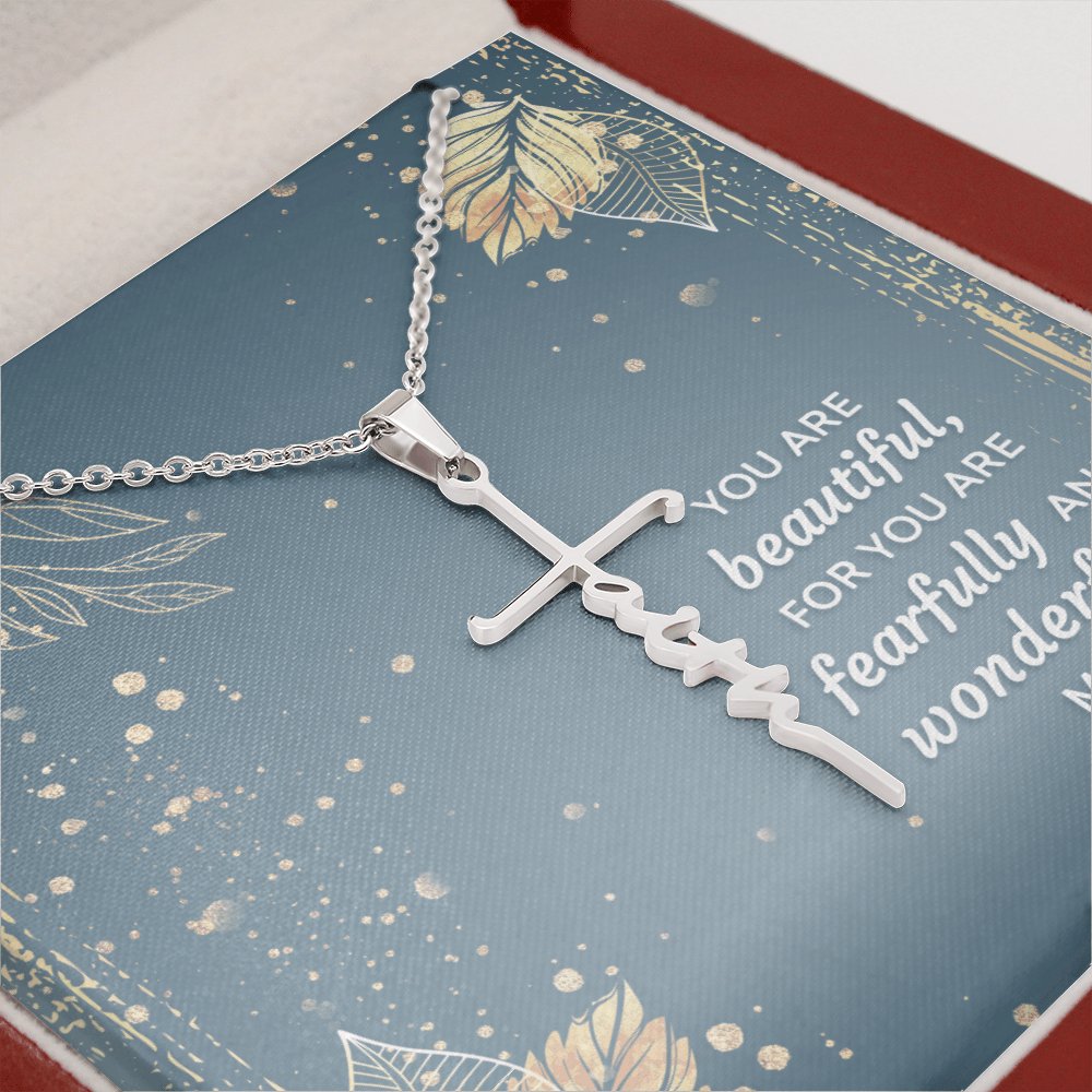Spiritual Gift For Her - You Are Beautiful - Faith Cross Necklace - Celeste Jewel