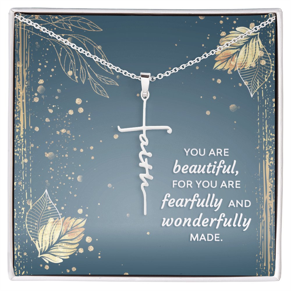 Spiritual Gift For Her - You Are Beautiful - Faith Cross Necklace - Celeste Jewel