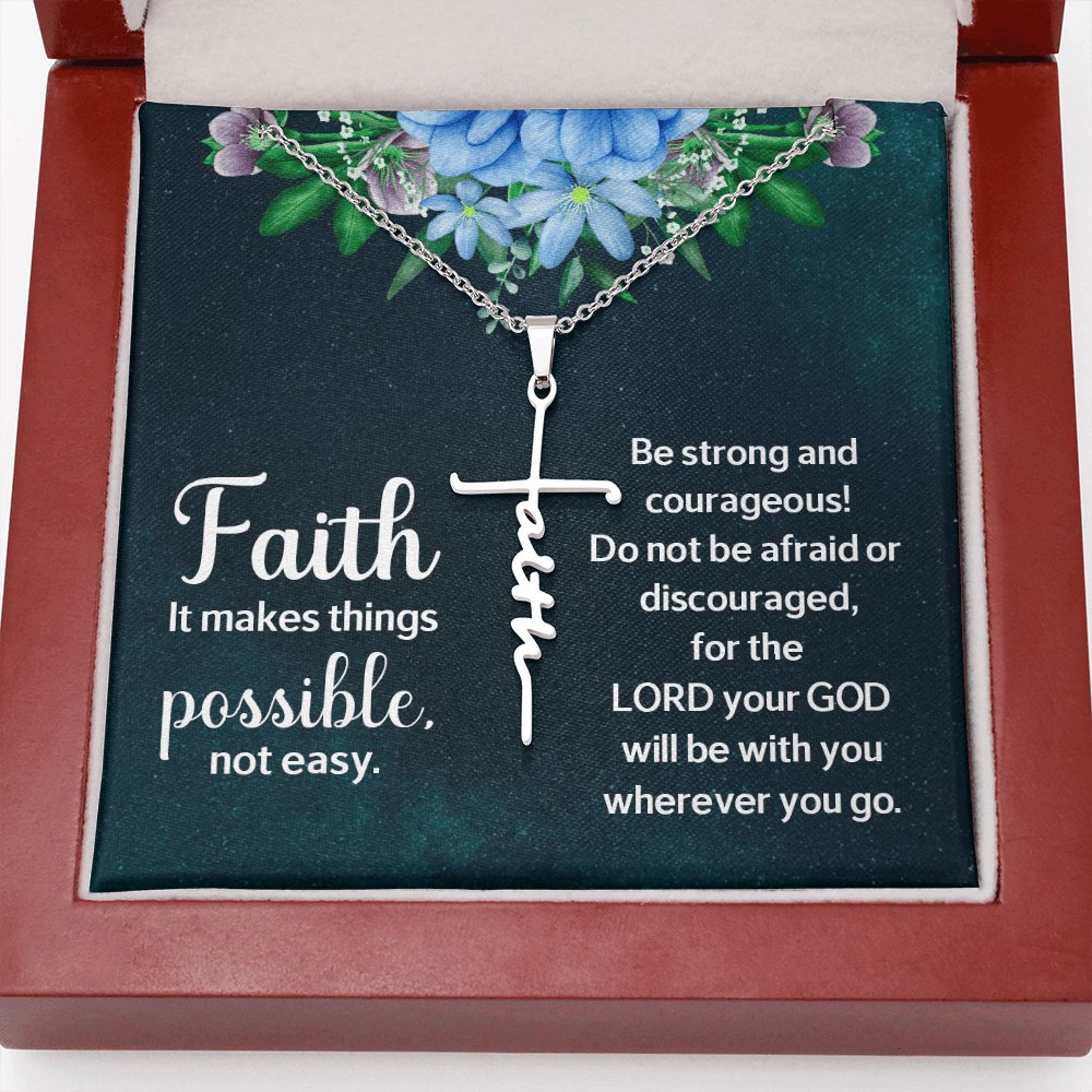Spiritual Gift - It Makes Things Possible - Faith Cross Necklace - Celeste Jewel