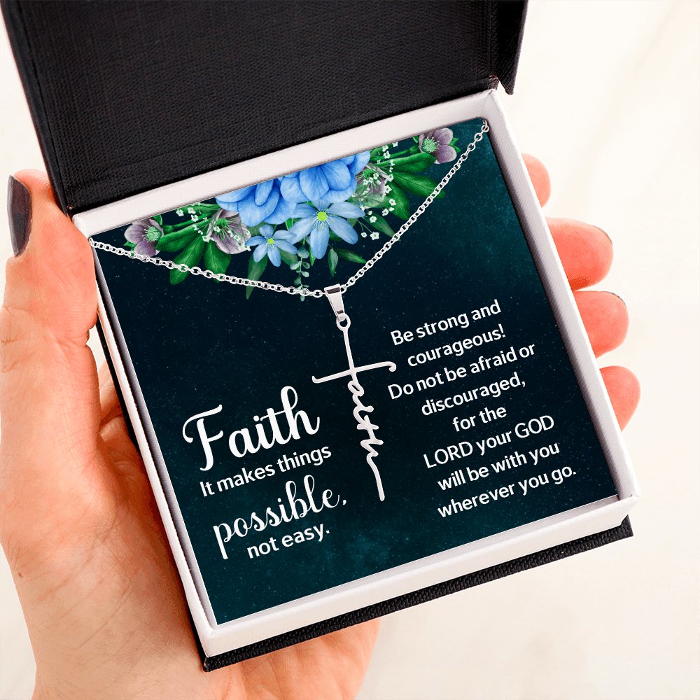 Spiritual Gift - It Makes Things Possible - Faith Cross Necklace - Celeste Jewel