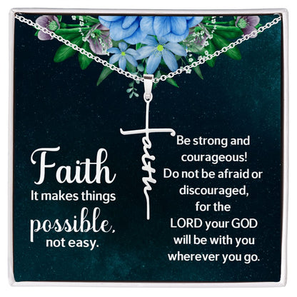 Spiritual Gift - It Makes Things Possible - Faith Cross Necklace - Celeste Jewel