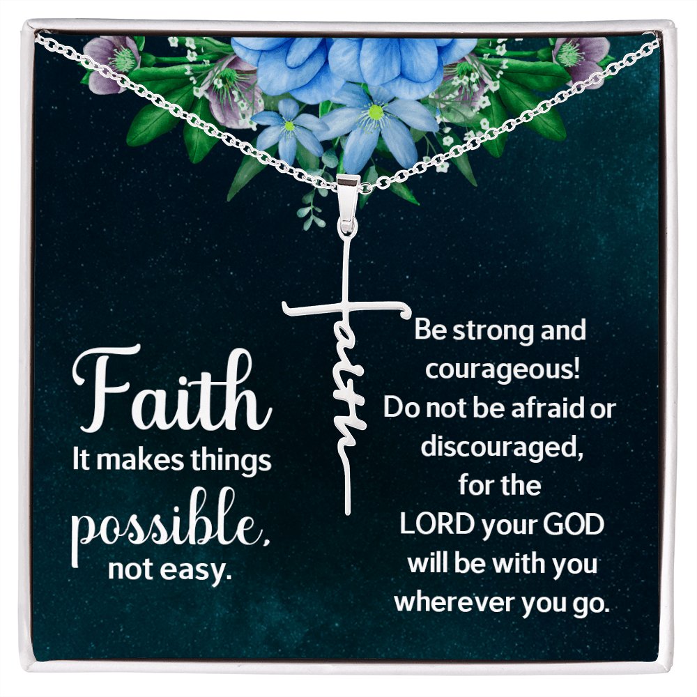Spiritual Gift - It Makes Things Possible - Faith Cross Necklace - Celeste Jewel