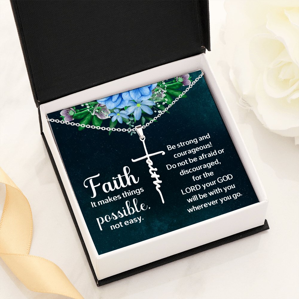 Spiritual Gift - It Makes Things Possible - Faith Cross Necklace - Celeste Jewel