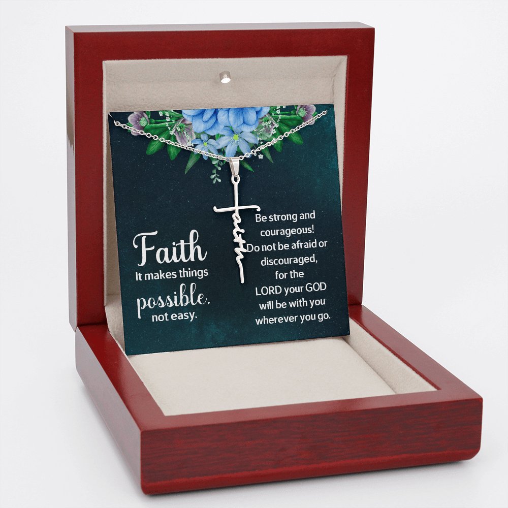 Spiritual Gift - It Makes Things Possible - Faith Cross Necklace - Celeste Jewel