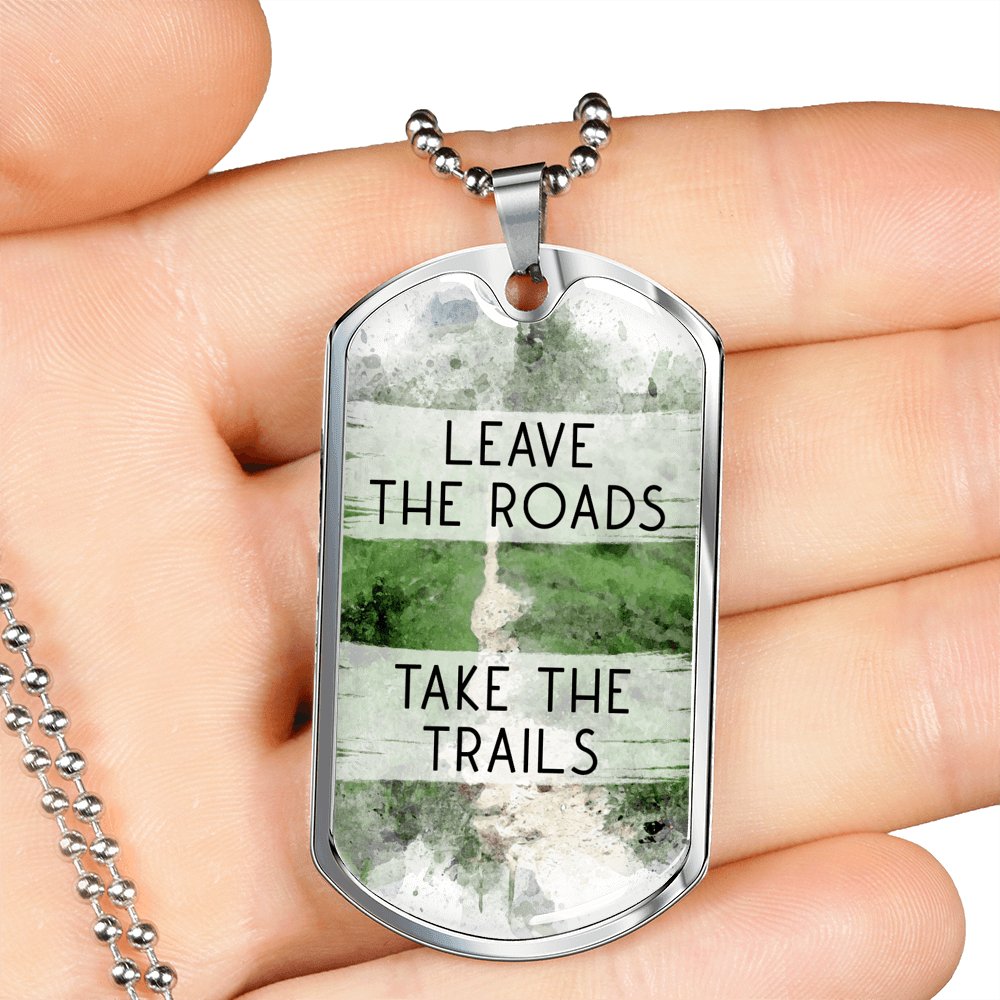 Take The Trails - Dog Tag Necklace With Engraving - Celeste Jewel