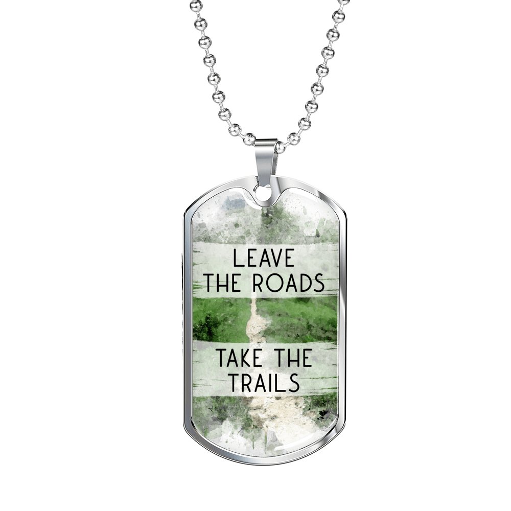 Take The Trails - Dog Tag Necklace With Engraving - Celeste Jewel