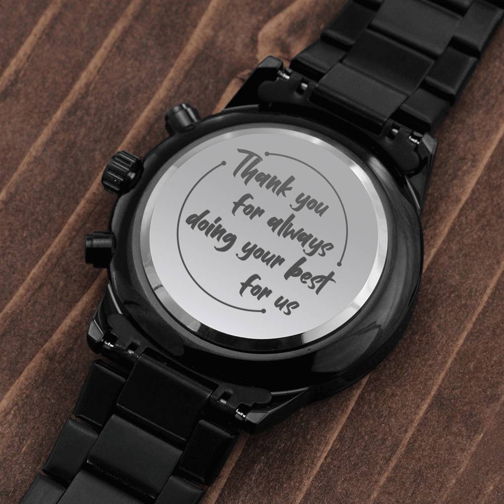 Thank You - Black Chronograph Watch - Celeste Jewel