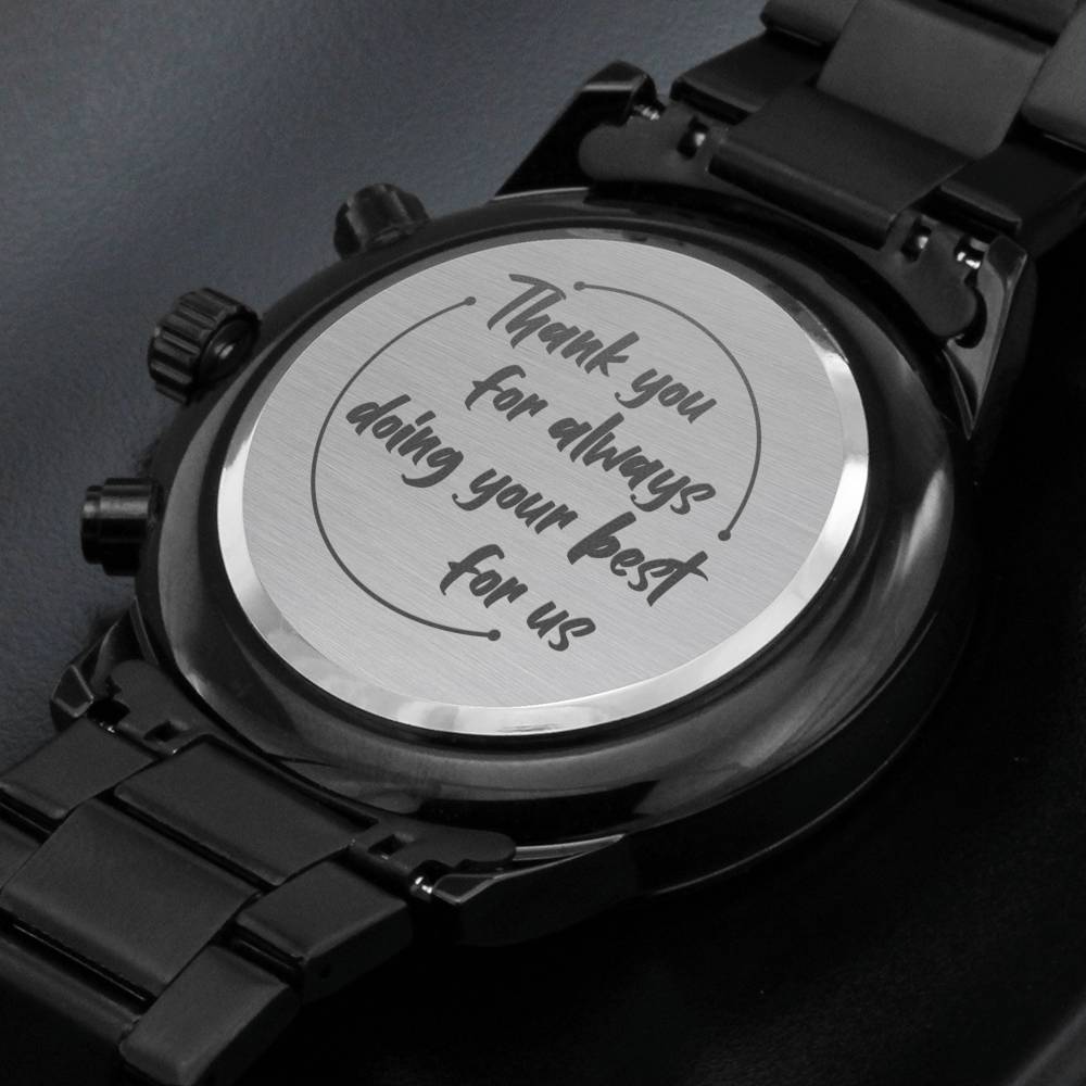 Thank You - Black Chronograph Watch - Celeste Jewel
