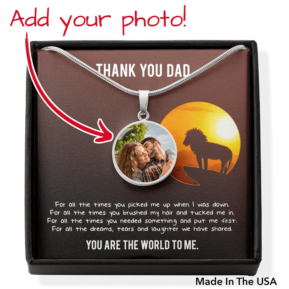 Thank You Dad - BUYER UPLOAD CIRCLE NECKLACE WITH ENGRAVING OPTION - Celeste Jewel