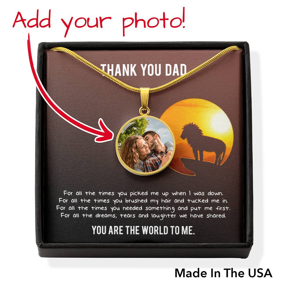 Thank You Dad - BUYER UPLOAD CIRCLE NECKLACE WITH ENGRAVING OPTION - Celeste Jewel