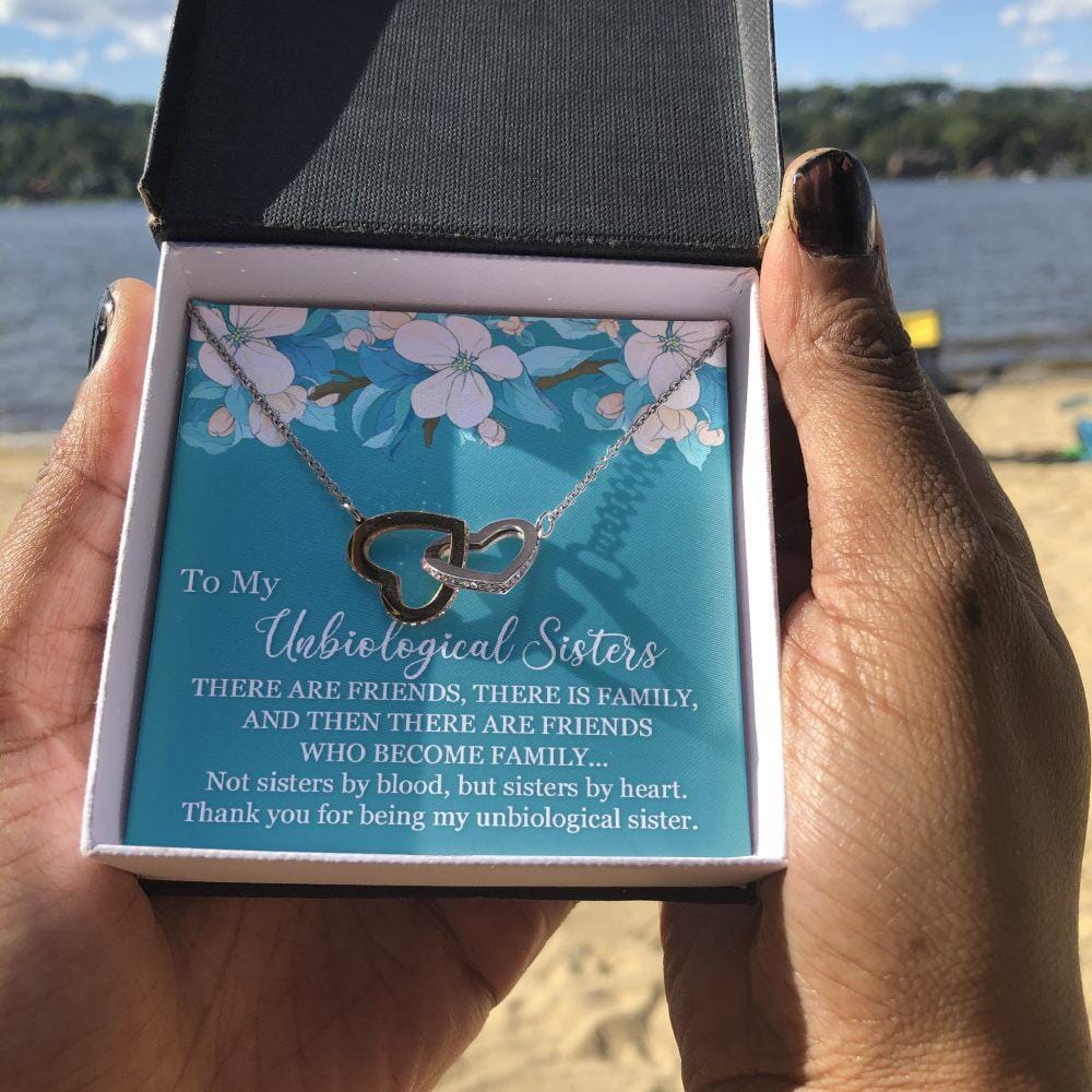 Thank You For Being My Unbiological Sister - Interlocking Hearts Necklace - Celeste Jewel