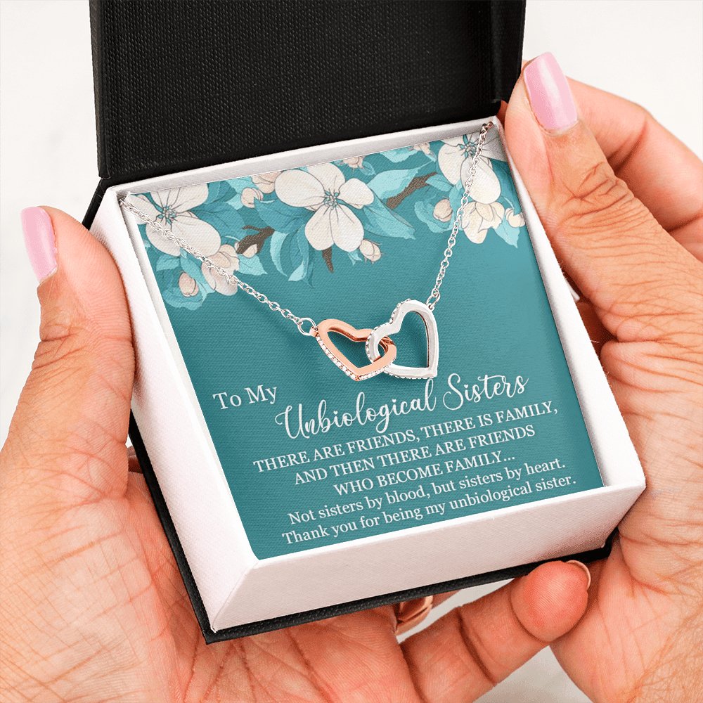 Thank You For Being My Unbiological Sister - Interlocking Hearts Necklace - Celeste Jewel