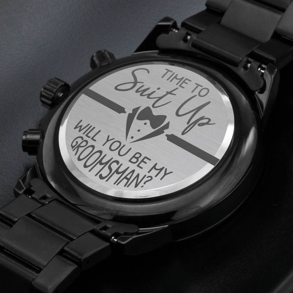 Time To Suit Up - Black Chronograph Watch - Celeste Jewel