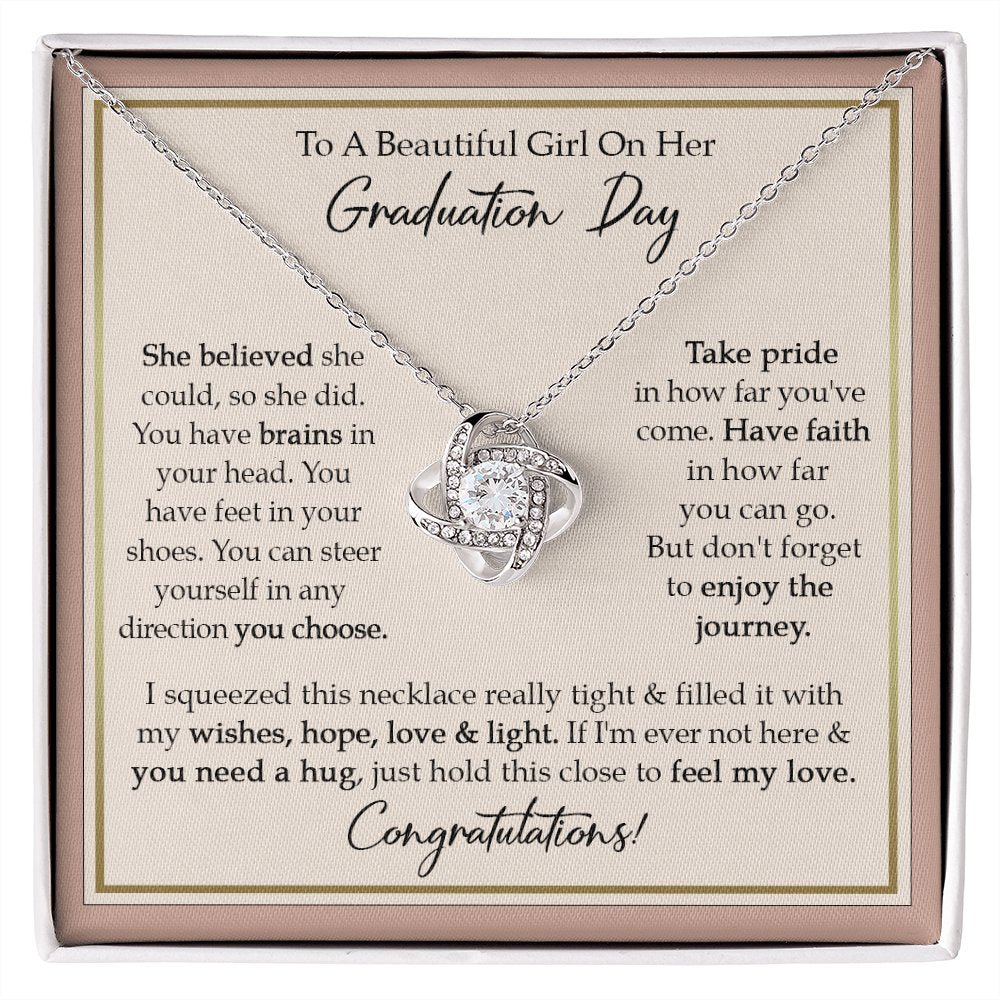 To A Beautiful Girl On Her Graduation Day - Enjoy The Journey - Love Knot Necklace - Celeste Jewel