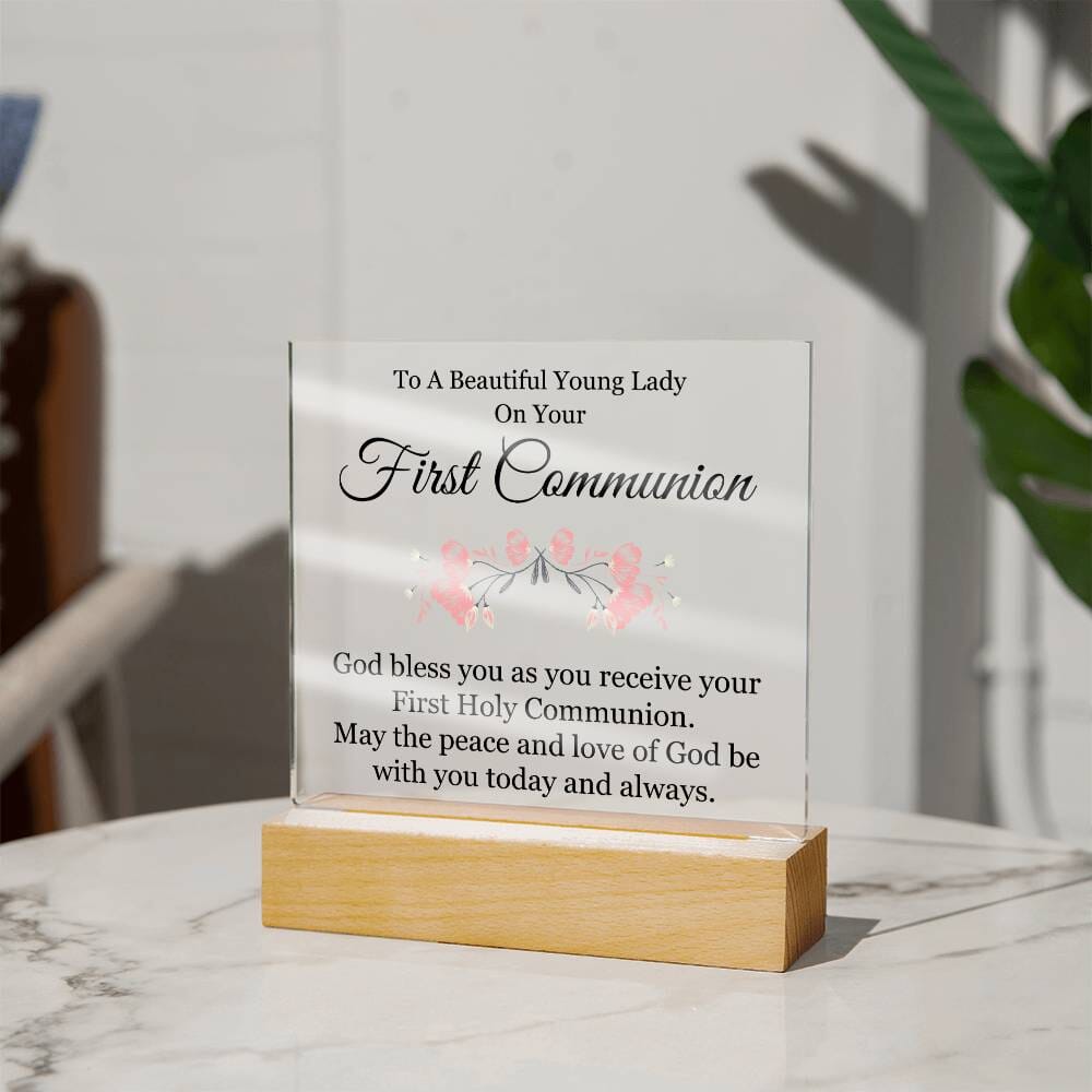 To A Beautiful Young Lady - First Communion Gift - Acrylic Square Plaque - Celeste Jewel